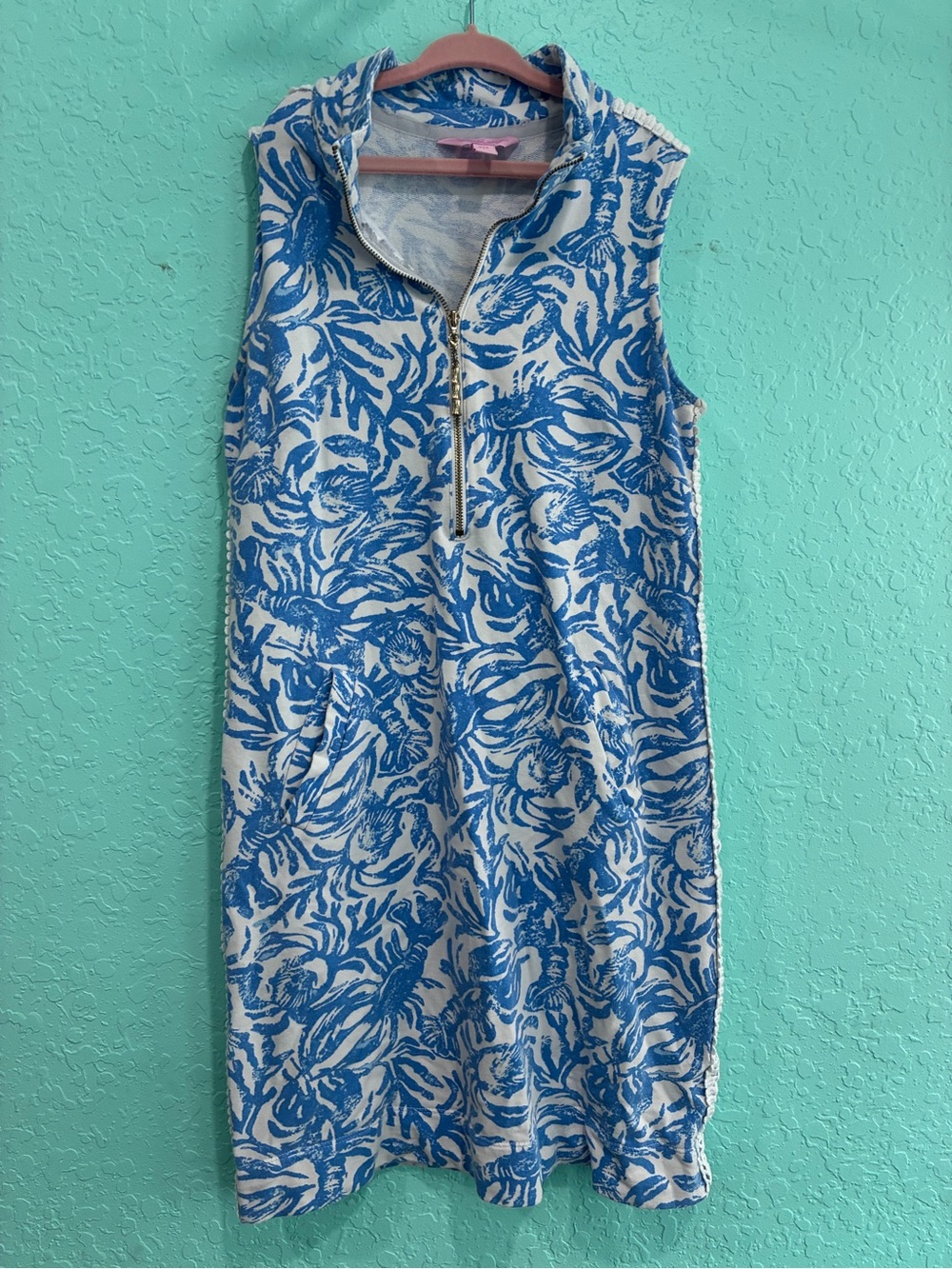 Lilly Pulitzer Blue White lobster preppy crab coastal beach resort dress xxs